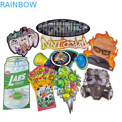 Żywnościowe torebki Mylar Doypack Die Cut Cali 3.5g 7g 14g 28g Sugar Cookie Błyszczące/matowe Odporne na zapachy Torebki strunowe