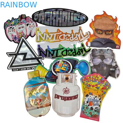 Żywnościowe torebki Mylar Doypack Die Cut Cali 3.5g 7g 14g 28g Sugar Cookie Błyszczące/matowe Odporne na zapachy Torebki strunowe