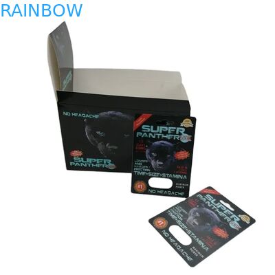 Sprzedaż hurtowa niestandardowych kapsułek Rhino 100k 150k 200k na wzmocnienie, leków, opakowanie 3D z kartą i papierowym pudełkiem ekspozycyjnym