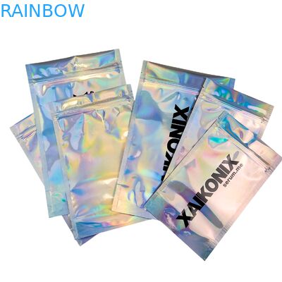 Customized Hologram Mylar Bags Resealable Smell Proof Holographic Plastic Zipper Bags