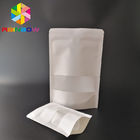 Biały Doypack Snack Bag Opakowanie z papieru kraft z przezroczystym okienkiem / zamkiem