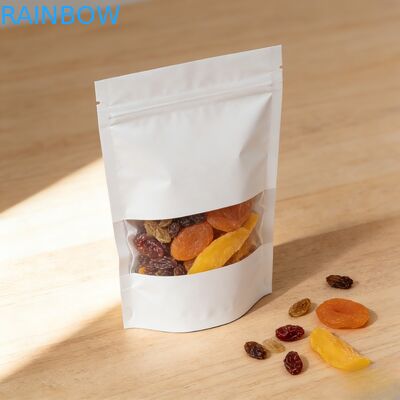 Dostosowane biodegradowalne papierowe torby Kraft zgrzewane z zamknięciem strunowym, odporne na wilgoć, do pakowania żywności, do orzechów, suszonych owoców, torba Mylar