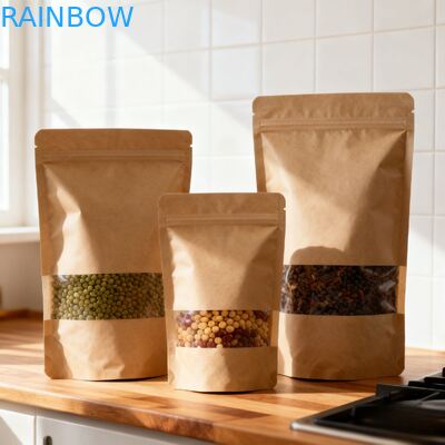 Spersonalizowana biodegradowalna torba stojąca z papieru kraft odporna na wilgoć do pakowania żywności