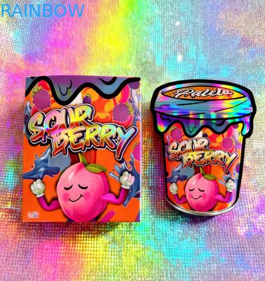 Zestaw opakowań holograficznych Box And Bag 3.5 Mylar, zamykanych torebek Mylar 3.5g na produkty spożywcze, wykrawanych, z pudełkami na płatki do ekspozycji