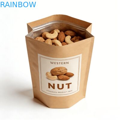 Spersonalizowany cyfrowy druk papieru pakowego Kraft zgrzewany termicznie worek stojący z oknem na karmę dla zwierząt i przekąski, odporny na wilgoć