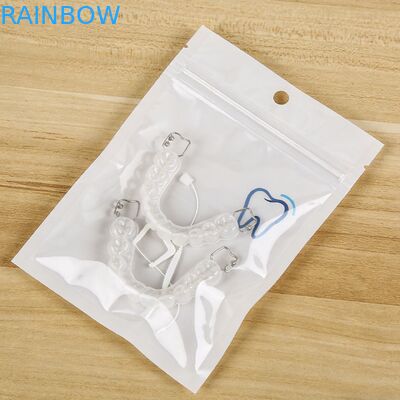 Niestandardowe płaskie zamki zamkowe Mylar One Side Transparent Zipper Retainers For False Tooth Clear Aligner Packaging Bag