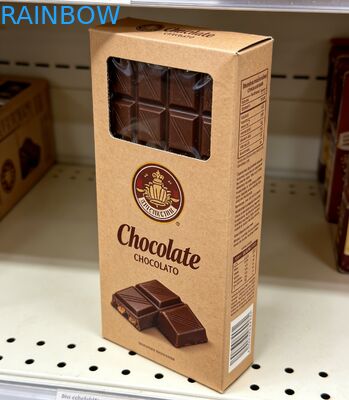 Niestandardowe biodegradowalne pudełko z papieru kraft klasy spożywczej z przezroczystym okienkiem do pakowania batonów czekoladowych