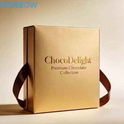 Niestandardowe drukowanie złota folia Stamped ślubne pudełko prezentów z przejrzystym oknem dla słodyczy i czekolady