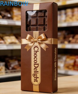 Niestandardowe drukowanie złota folia Stamped ślubne pudełko prezentów z przejrzystym oknem dla słodyczy i czekolady