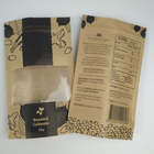 Snack Wodoodporne stojące laminowane brązowe torby z papieru pakowego Ziplock z okienkiem