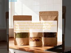 Spersonalizowana biodegradowalna torba papierowa Kraft, odporna na wilgoć, z folią aluminiową, zamykana na suwak, do pakowania przekąsek z orzechami, suszonych owoców, stojąca torba do pakowania żywności