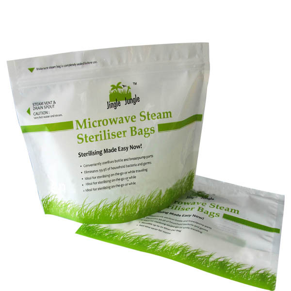 Green Laminated Microwave Food Vacuum Seal Bags Printing With Zipper