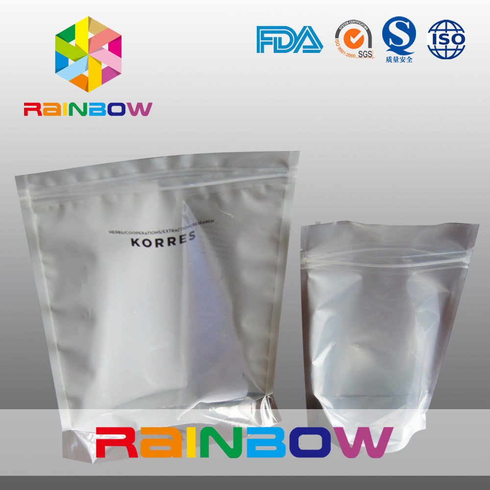 Niestandardowe laminowane opakowanie z srebrną folią z suwakiem