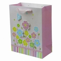 Fresh Wydrukowano Delikatnie Kwiat Pink Colorful Printing Hnadle Paper Bag na prezent