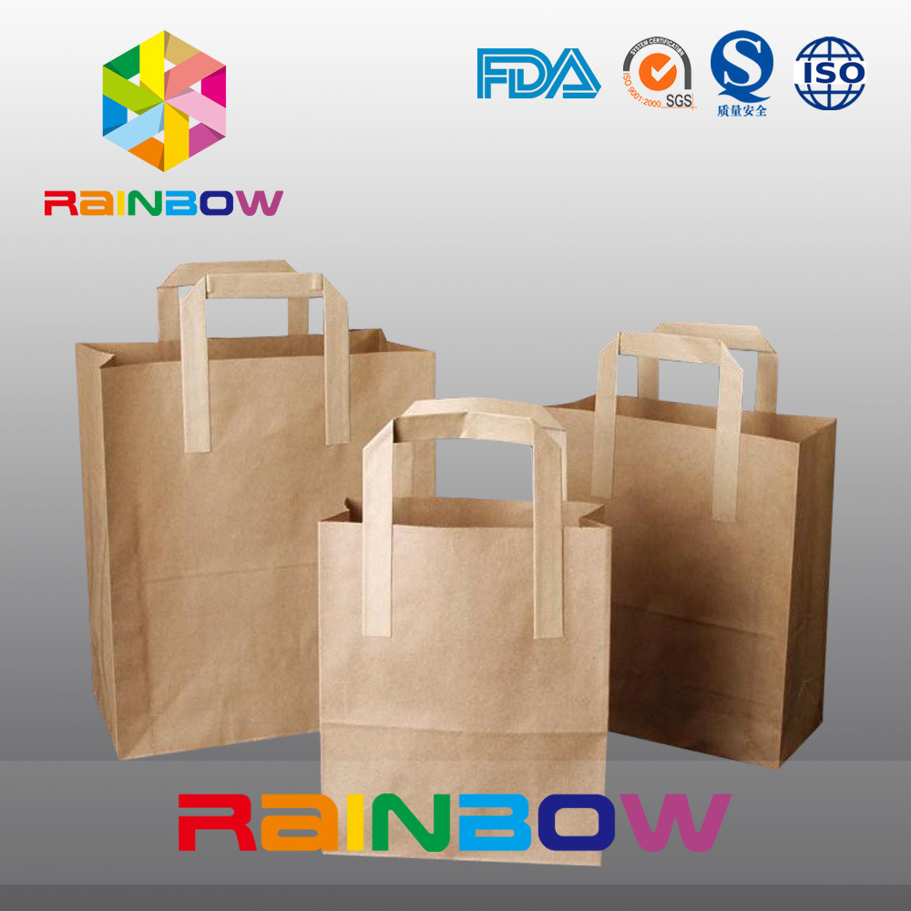 Recycled Brown Dostosowane torby papierowe / Kraft Paper Bag z uchwytem pętli na zakupy
