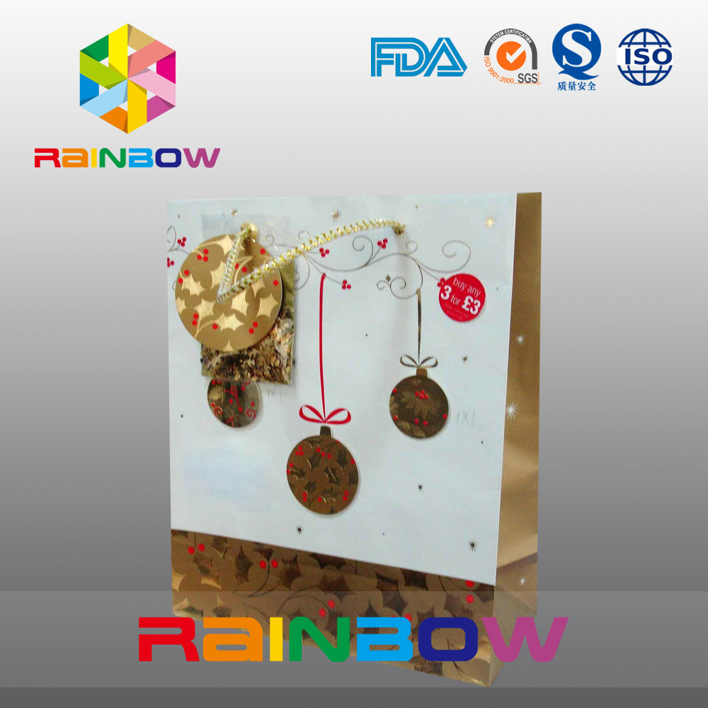 Luksusowe drukowane płaskie dno Dostosowane torby papierowe ze sznurkiem na prezent