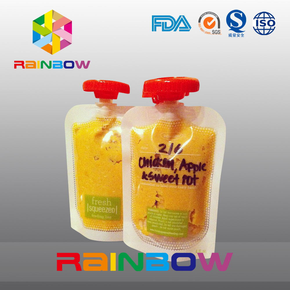 Niestandardowy projekt Food Grade Stand Up Etui z wylewką do żywności dla niemowląt