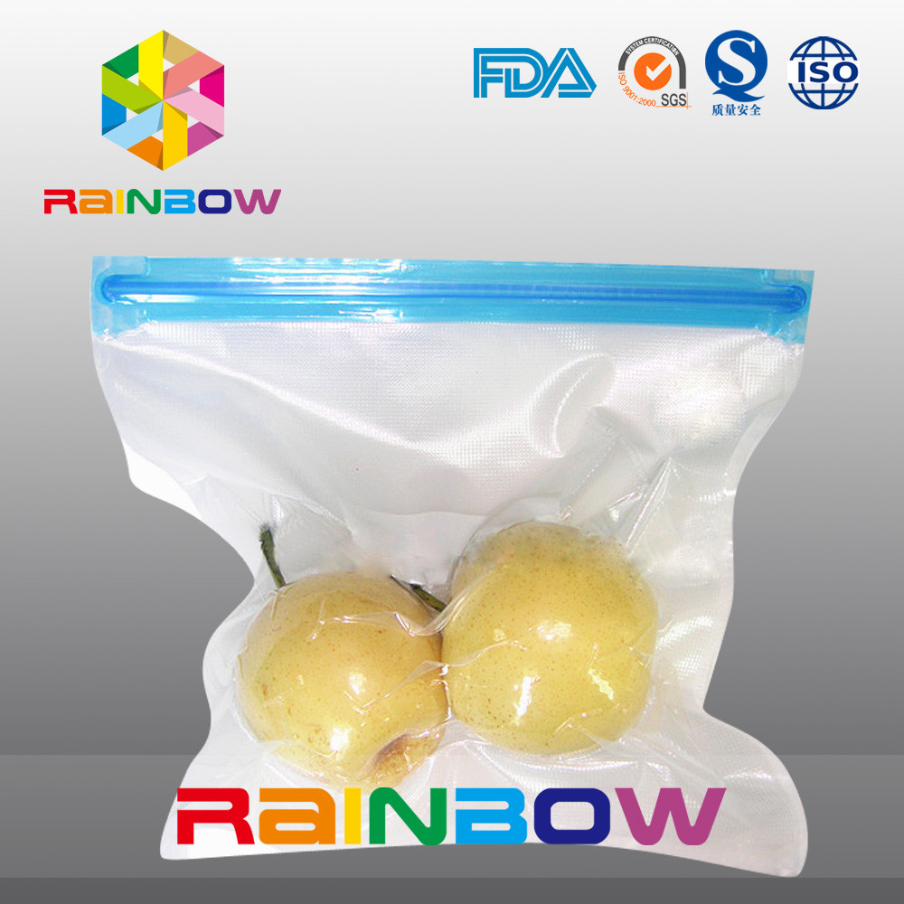 Torebka do przechowywania żywności z polietylenu o strukturze próżni / suwak z zamknięciem próżniowym