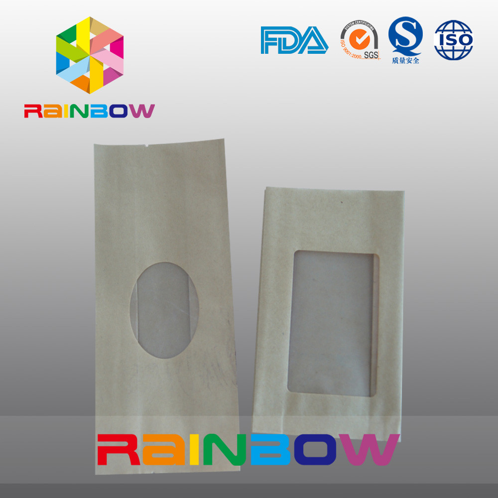 Worek papierowy siarczanowy Gusset do pakowania cukierków / suchych produktów spożywczych z przezroczystym okienkiem