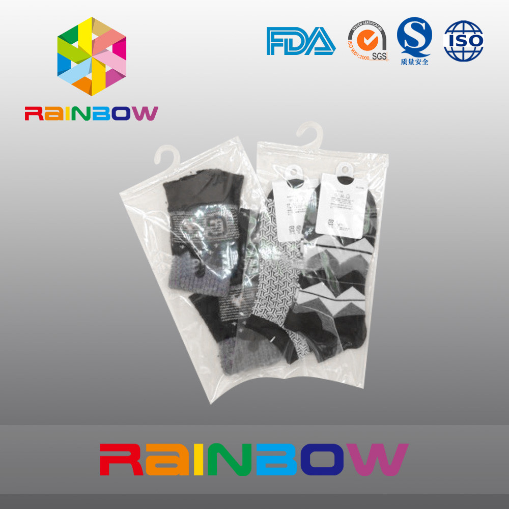 Mleko Białe Przezroczyste woreczki z tworzywa sztucznego Opakowanie Wisząca torba na worek z zamkiem błyskawicznym do skarpet