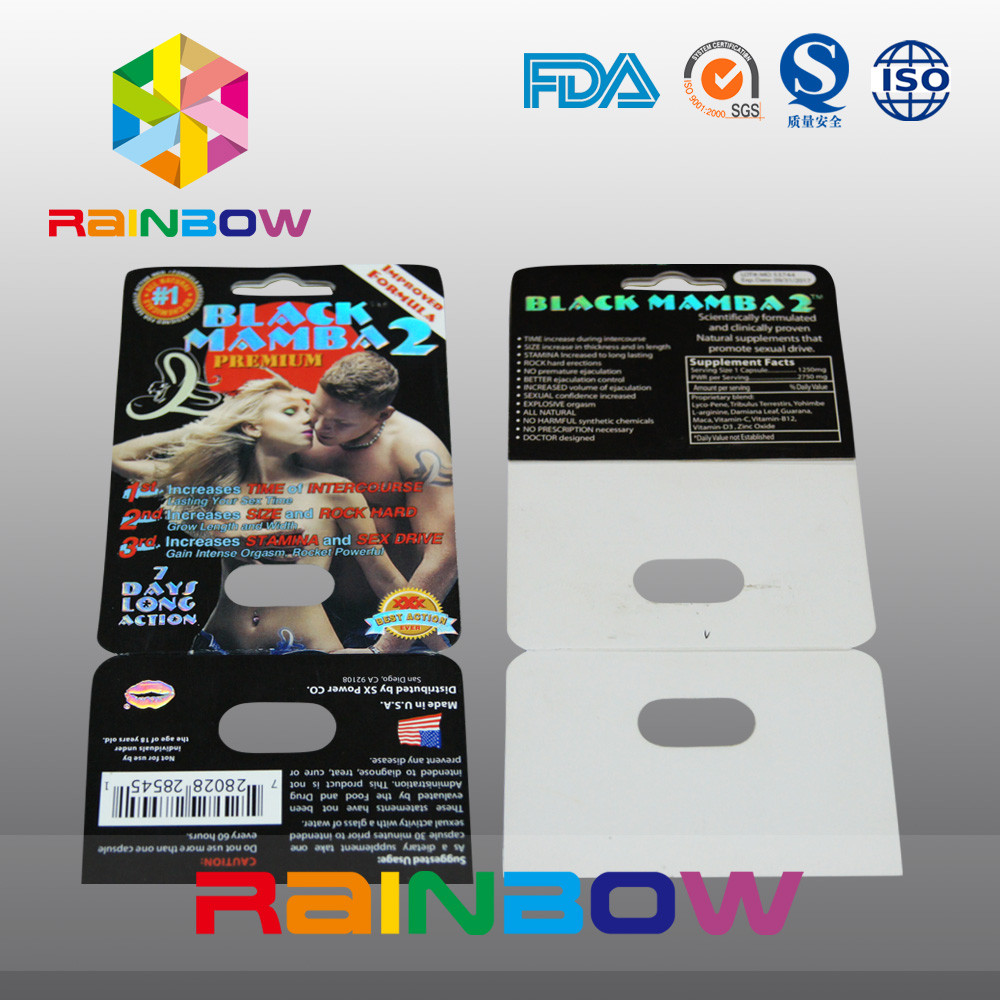 Dostosowane opakowanie papierowe Blister Karta papierowa do tabletek seksualnych