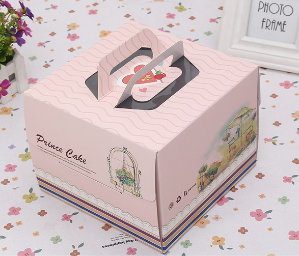 Różowy Niebieski kwadrat Tort urodzinowy Opakowanie kartonowe / Pudełko Dostosowane
