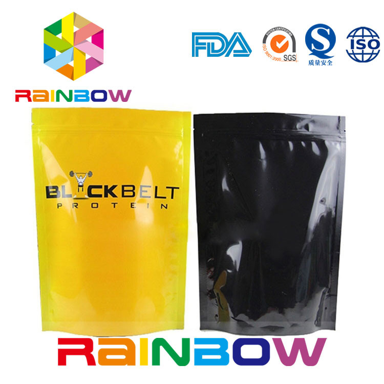 Błyszczący Stand Up Suplementy Opakowanie z folii aluminiowej Zip Lock Powder Bag