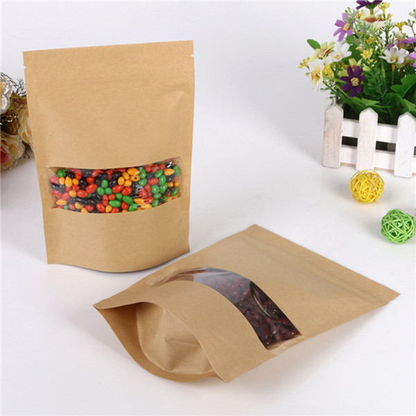 Mylar Zipper Kraft Paper Bag z przezroczystym okienkiem na kawę ziarnistą / Cookie / Candy