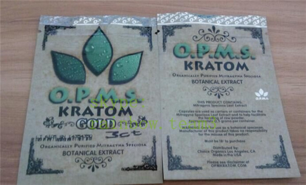 OPMS Kratom ekstrakt ziołowe złote torebki ziołowe torby plastikowe zip