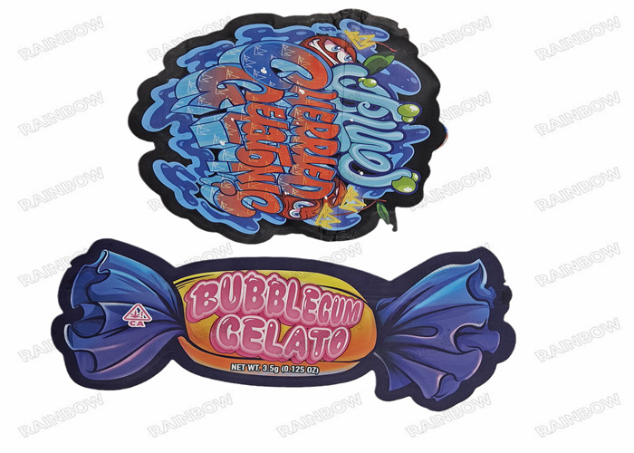 Die Cut Nieregularna torba na przekąski 3,5 g Specjalny kształt Plastikowe opakowanie Ziplock Torby mylarowe