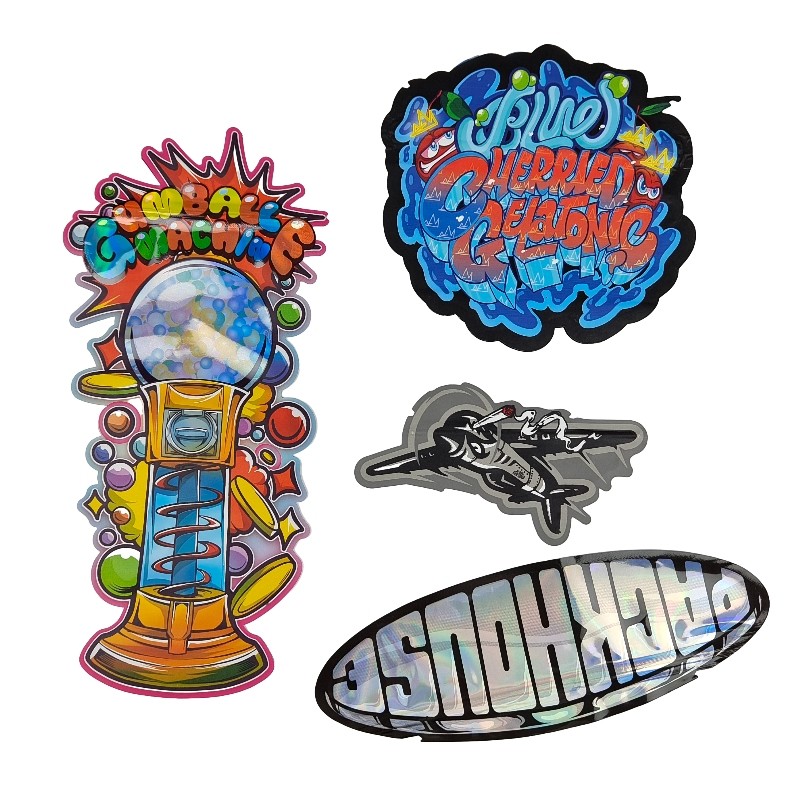 Niestandardowe 3,5 g - 28 g Błyszczące hologramowe wycinane torby mylarowe Specjalny kształt do ciasteczek spożywczych