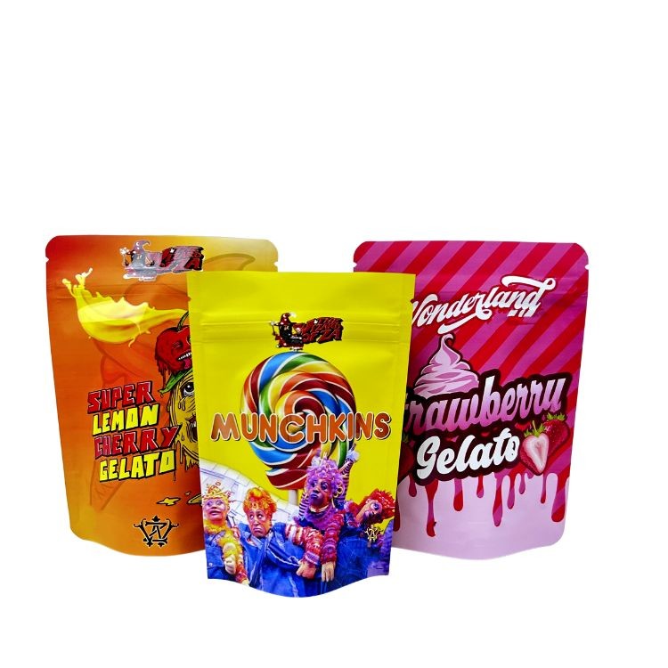 Minfly Digital Printing Custom Aluminium Foil Resealable Stand Up Smell Proof Zipper Mylar Packaging Poch Bags For Food