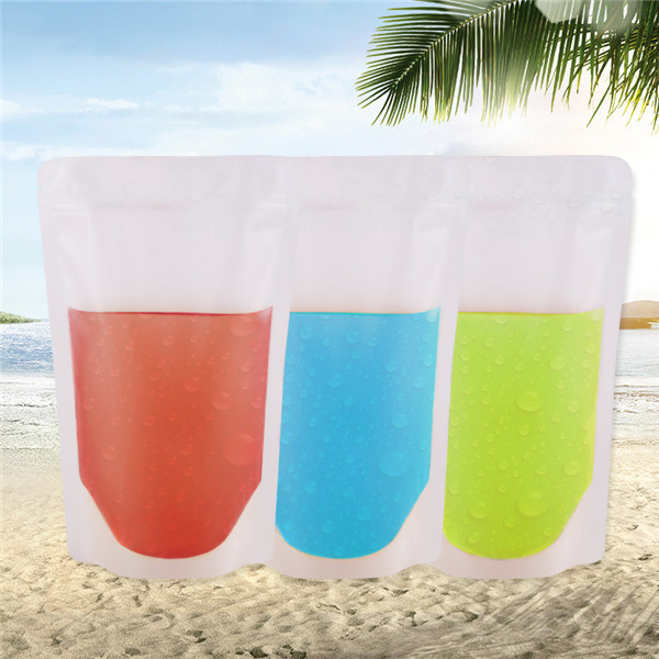 Zipper Reusable Clear Drinking Beverage Bag / Transparent Plastic Bag Na koktajl