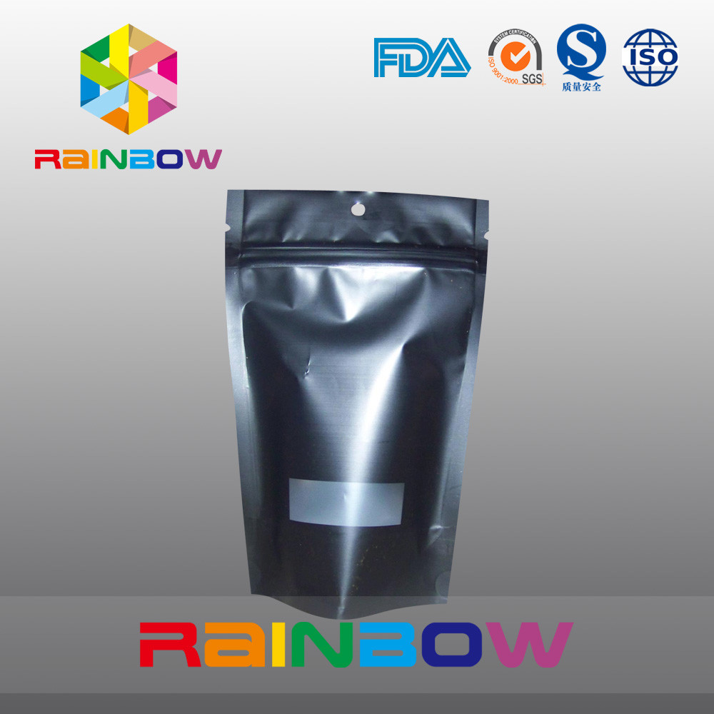 Wielokrotnego użytku Matowy czarny Doypack Ziplock Coffee Bag Wklęsłodruku Moisture Proof