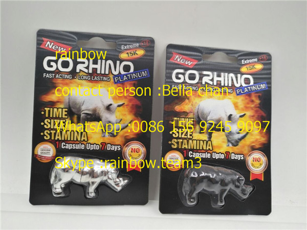 Rhino King USA Opakowanie pigułek seksualnych / Go Rhino Pill Case / Rhino 7 Plastic 3D Card