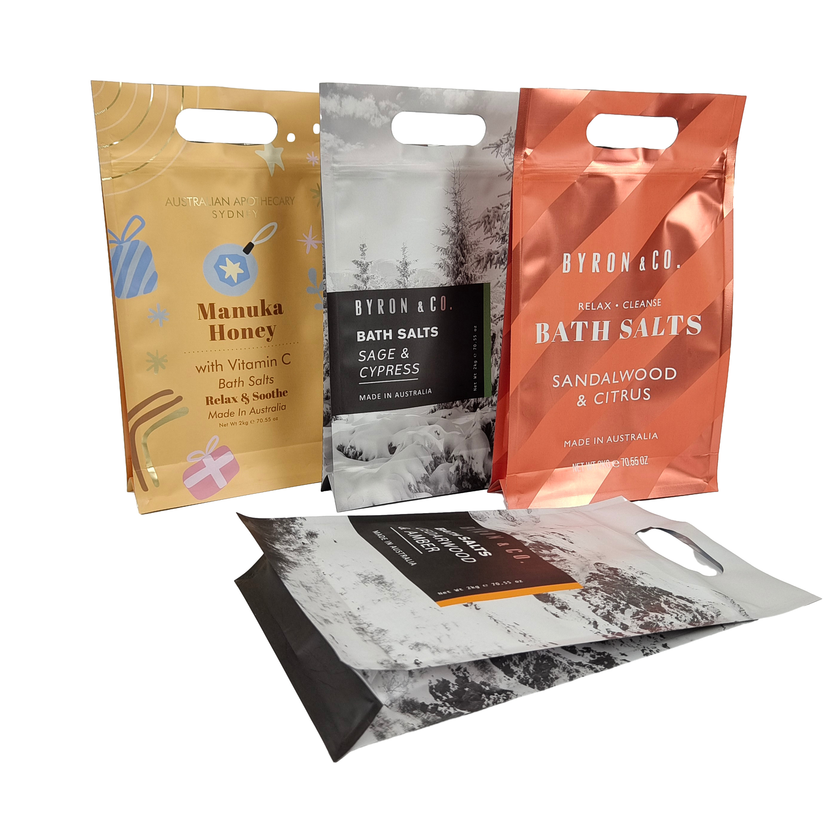 Niestandardowy projekt Drukowany Matte Square Flat Bottom Side Gusset Plastic Mylar Foil Logo Packaging Pouch Easy Tear Zipper Bags