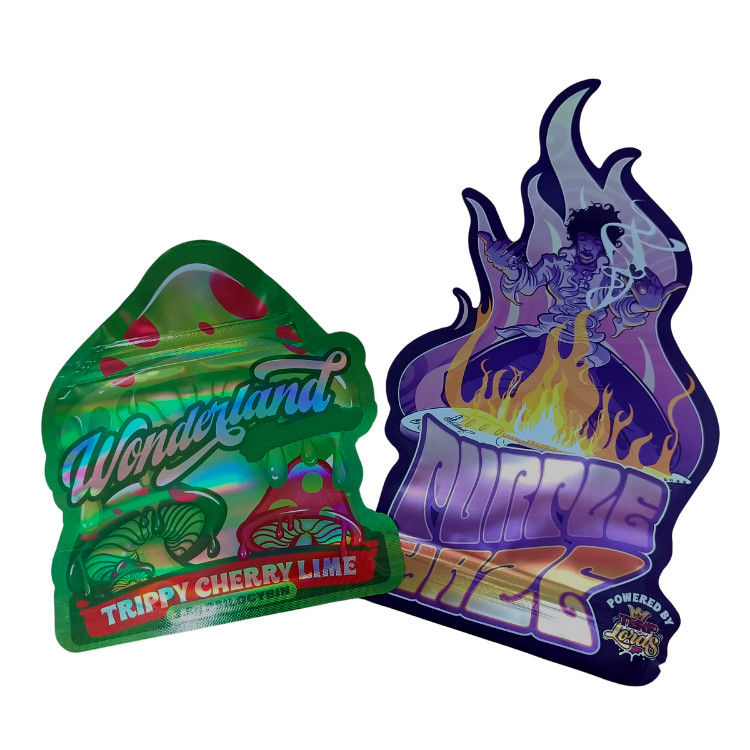 Niestandardowy druk Matte Soft Touch Bag 3.5g Mylar Bags Cyfrowo wydrukowany holograficzny wycinek Mylar ZiplockBag