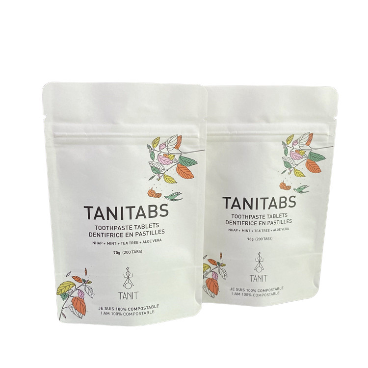 Zamówiona wodoodporna biodegradowalna Pla Kraft Paper Ziplock Bag Zipper Bag Stand Up Pocket