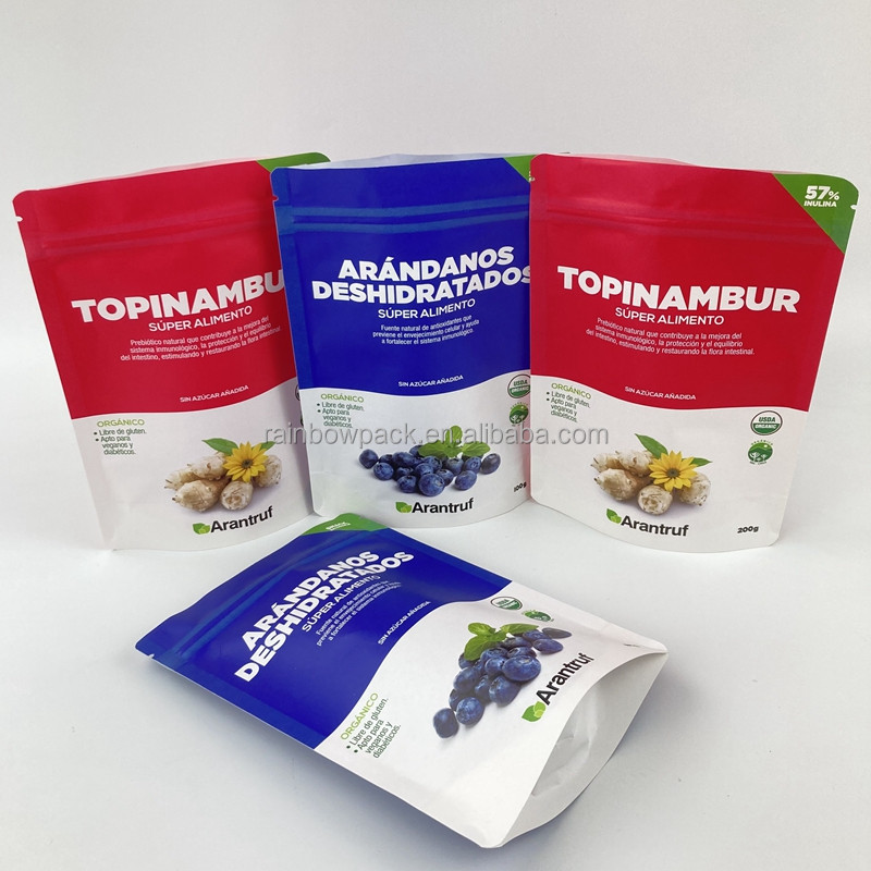 Druk cyfrowy wielokrotnie używalny biodegradowalny, przyjazny dla środowiska, stand-up pouch, biały papier kraft, zamek z cypressem, torba z cypressem