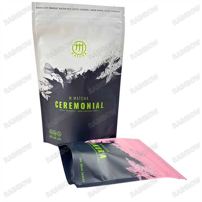 Ceny produkcji Niestandardowo wydrukowane worki z folii aluminiowej Matte Mylar Bags With Tear For Green Tea