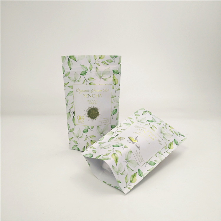 co przyjazny 3 strony cieplnie uszczelnione torebki z papieru kraft recykling czarne logo drukowane małe 5 gram papierowe torebki