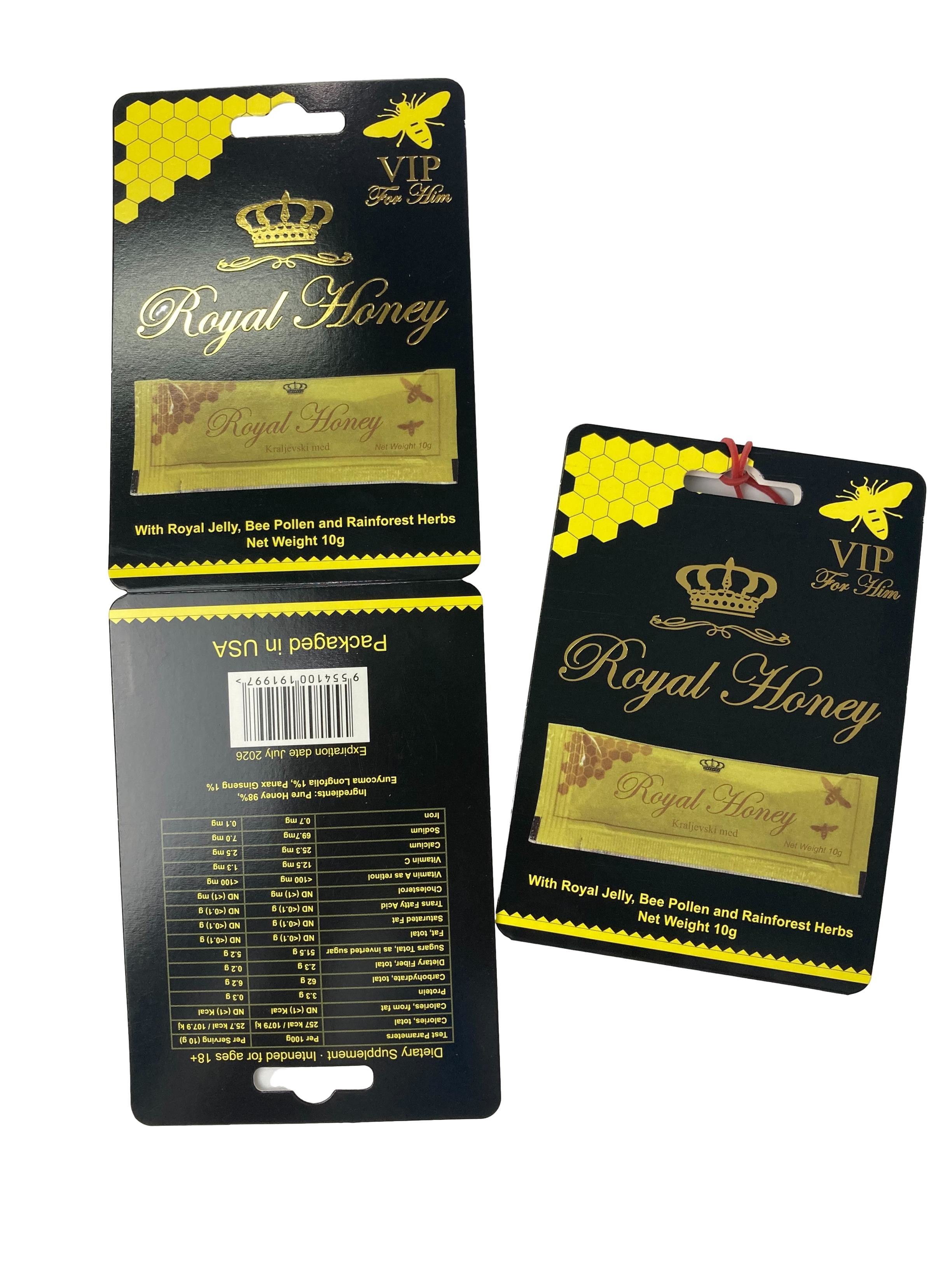 Zindywidualizowane logo Royal Honey VIP Sachet Packaging Paper Card Złota folia papierowa Karta do kij miodu