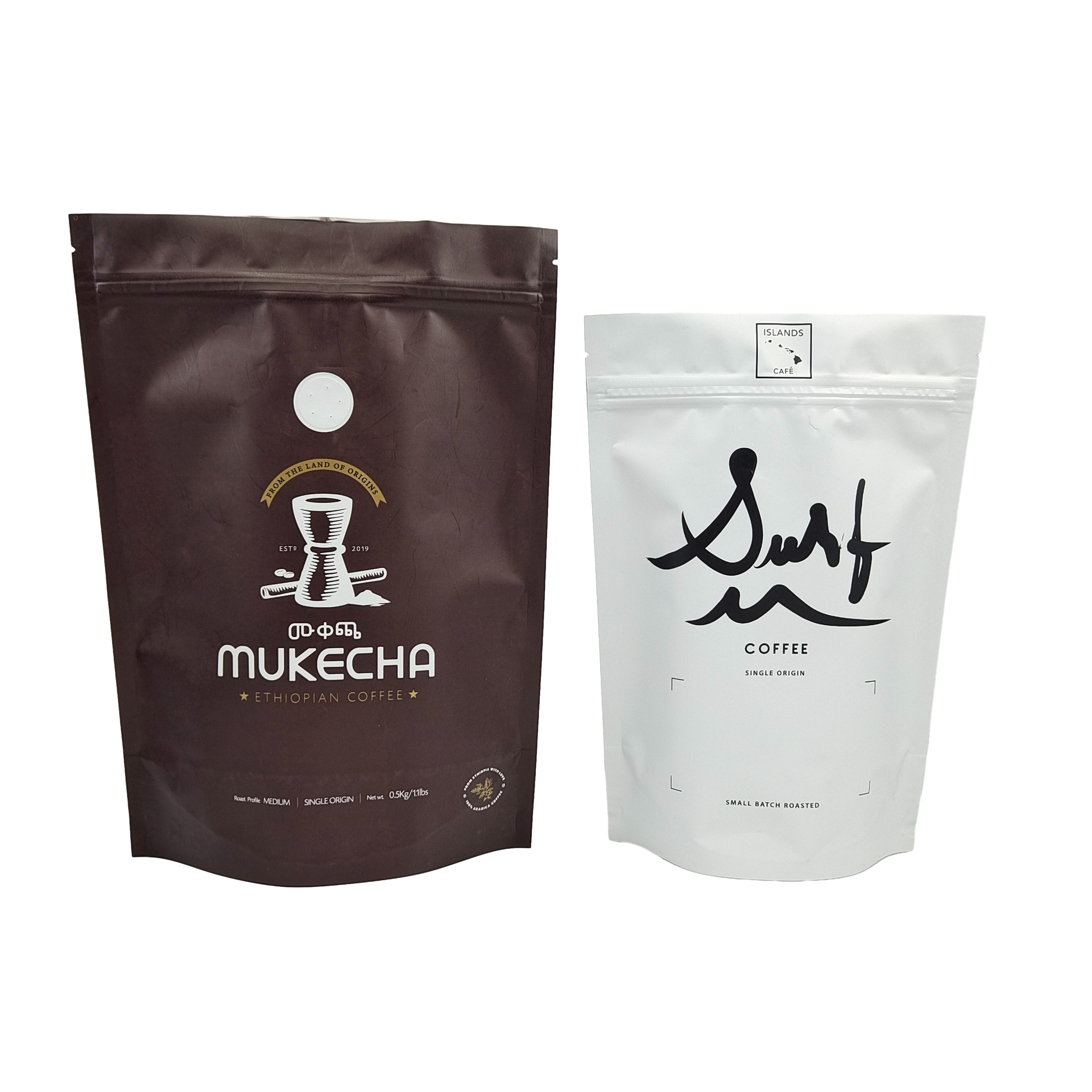 Niestandardowe worki kolorowe logo drukowane opakowania kawa stand up torby z zamkiem z zaworami