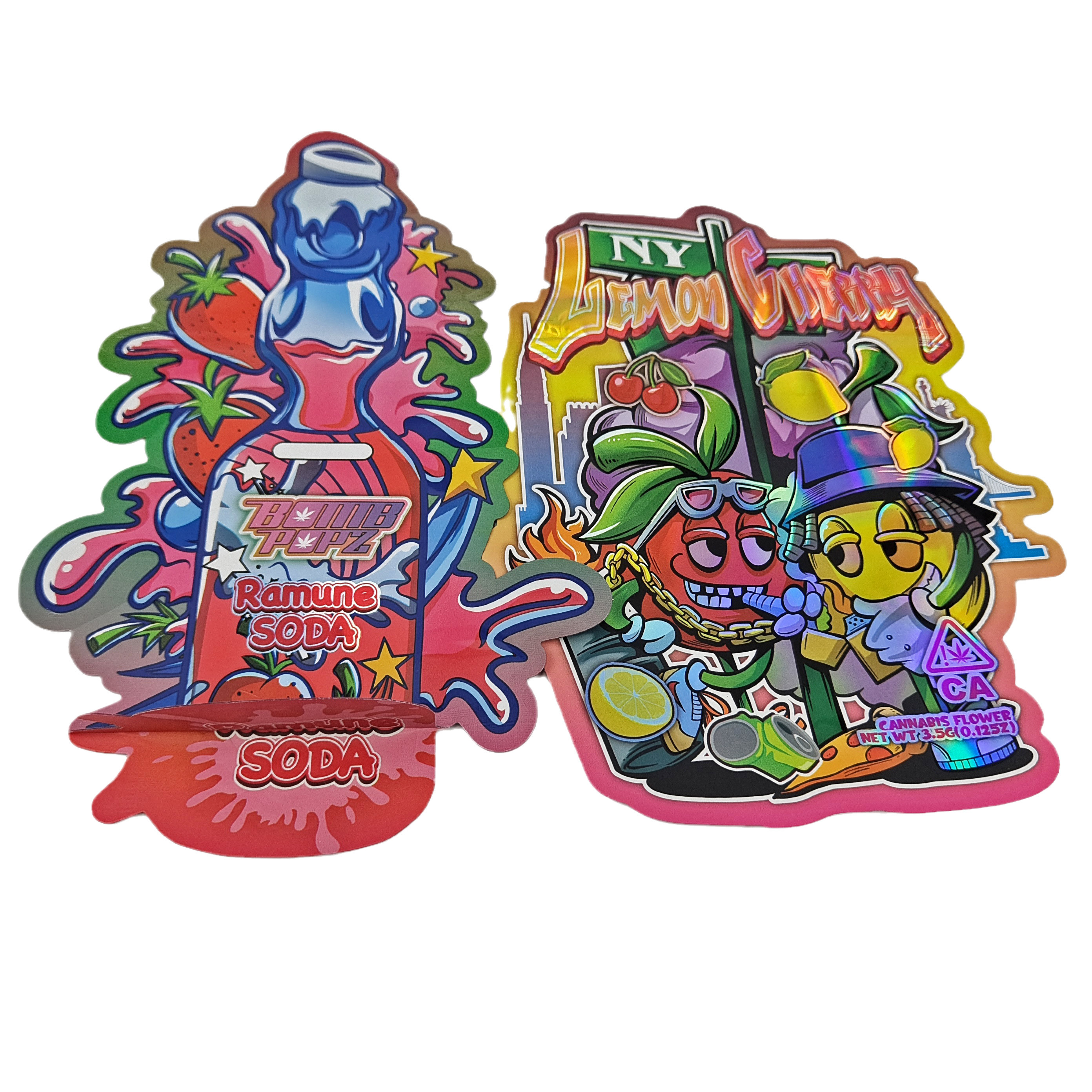 Nieregularne torby opakowaniowe z plastiku w kształcie 3,5 g, 7 g, 14 g, 28 g