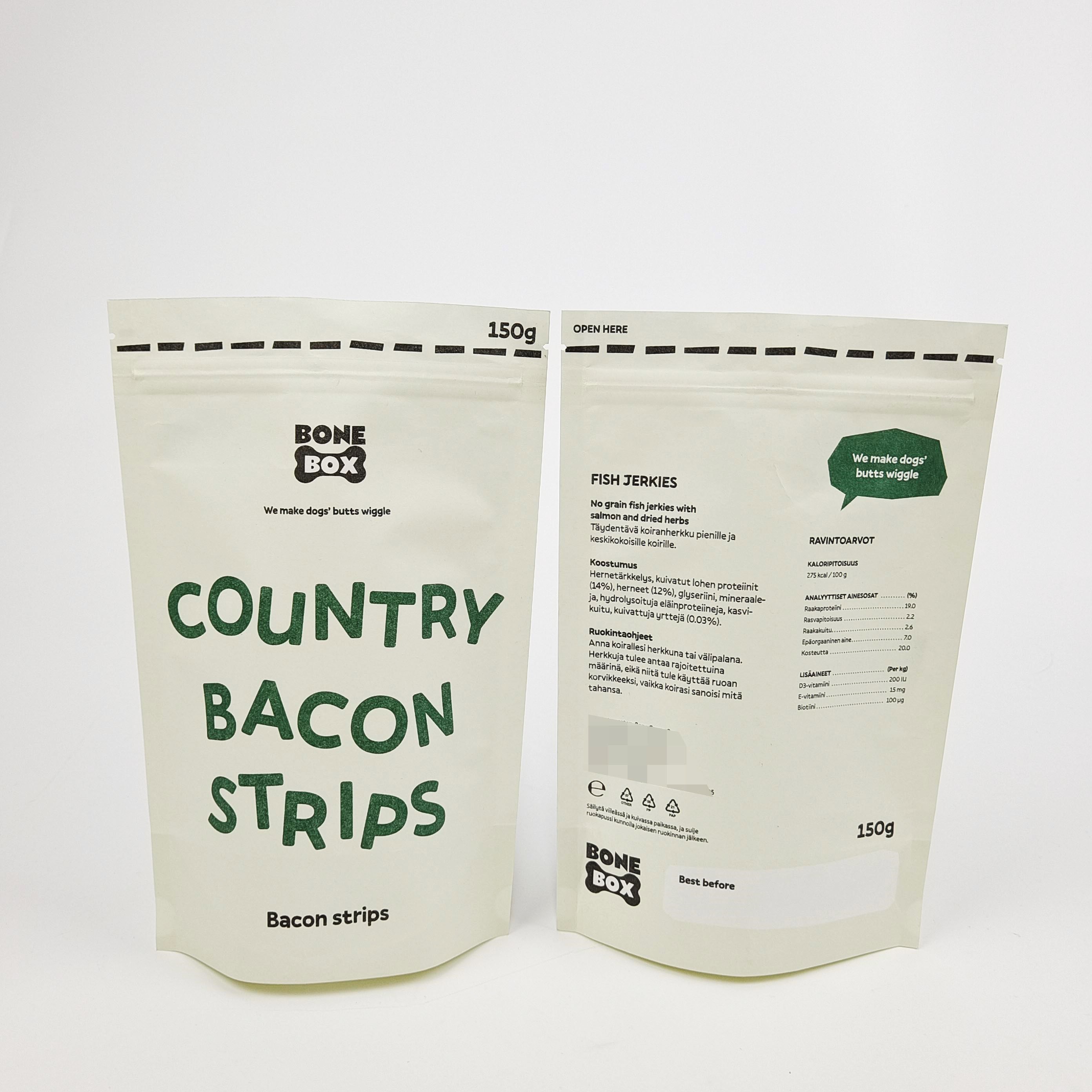 Biały materiał rękojeści i stojak zawarte w spersonalizowanych workach prezentów