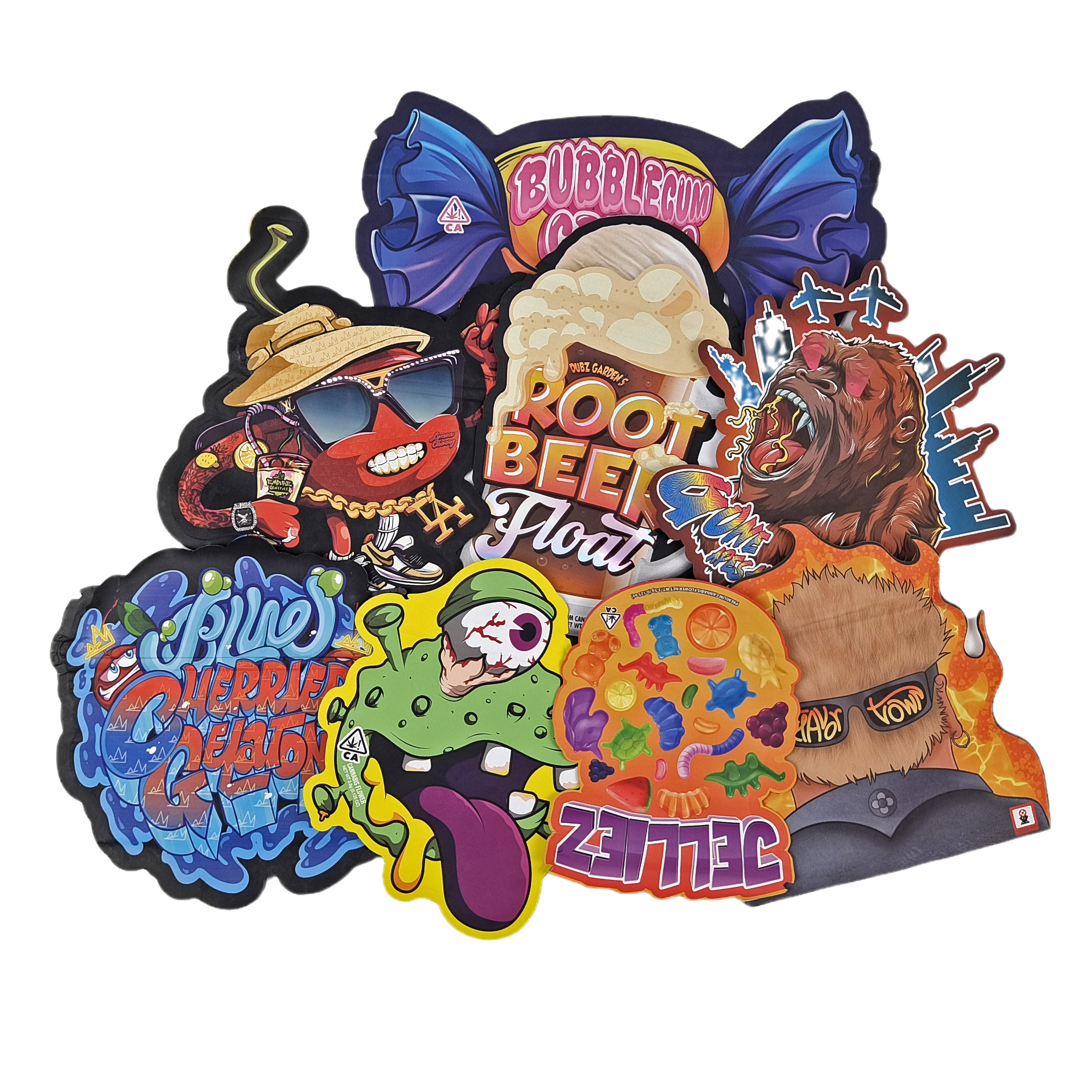 3.5g 7g 14g specjalny kształt plastikowy worek do opakowań holograficzny, zapachowy, plastikowy, wycięty na zamówienie