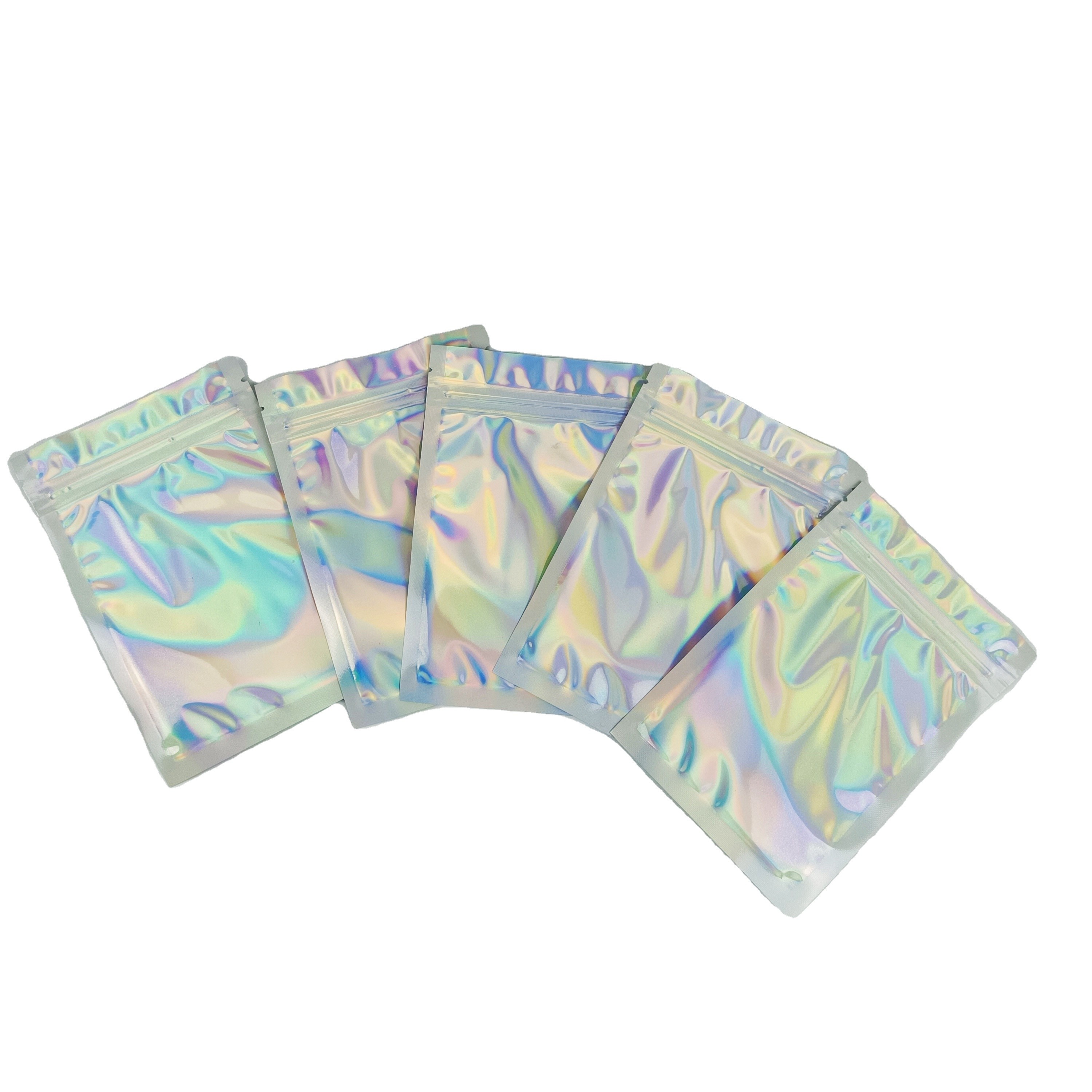 Zastosowane logo Zip Lock Bags Flat Holografic Film Mini Mylar Three Side Seal