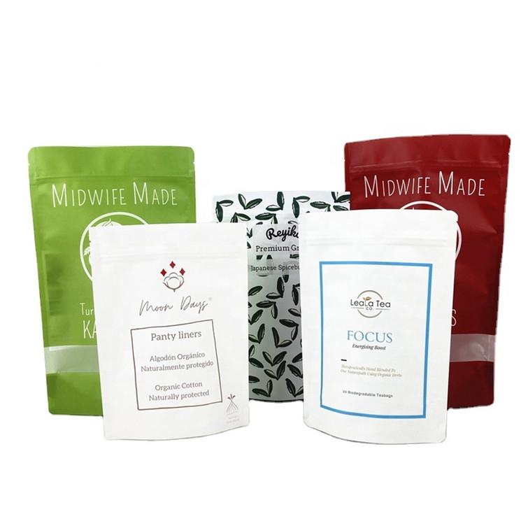 Biodegradowalny logo 100g 250g Herbata Kawa Suche Fruit Opakowanie worek Recykling Stand Up Pocket