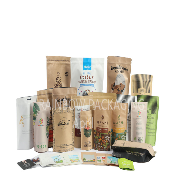 Specjalistyczna żywność PLA Brązowe torebki z papieru Kraft Mango Puszka Żywność dla zwierząt domowych Śmieci Żywne torebki opakowaniowe Mylar z zamkiem