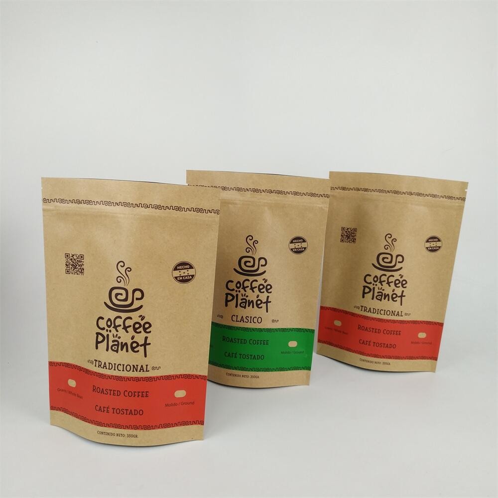 Stand Up Zipper Laminated Kraft Paper Coffee Beans Worki do pakowania z zawórem odgazowującym